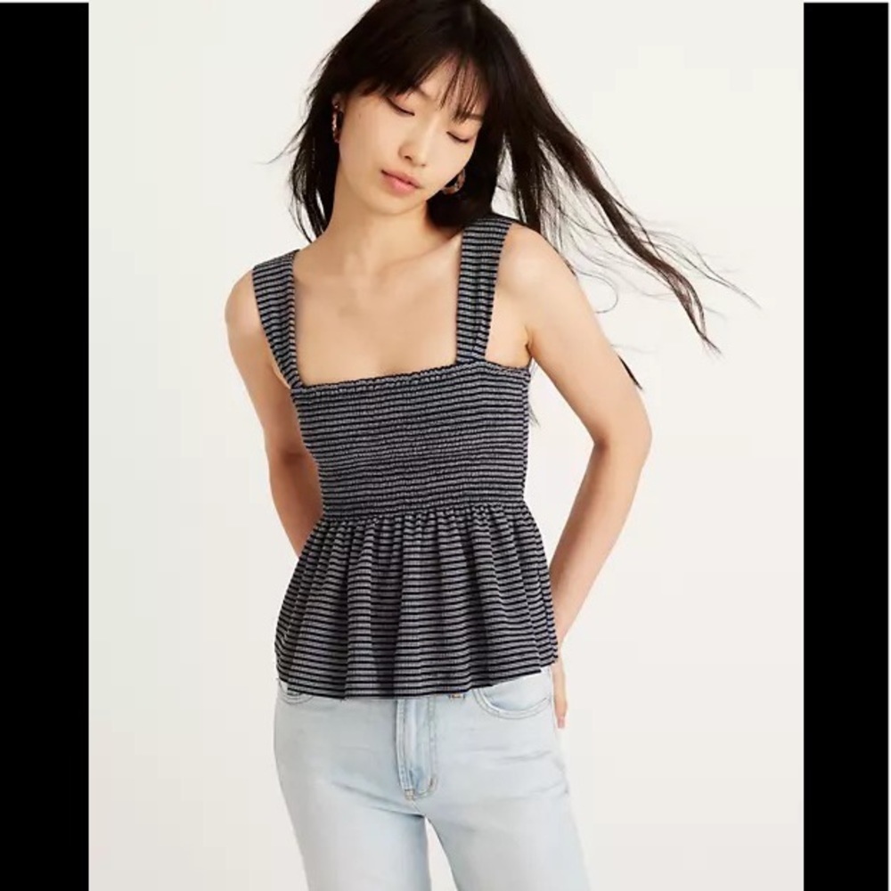 Madewell Texture & Thread Smocked Peplum Tank Top